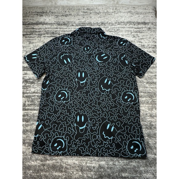 Bad Birdie Bound Polo Shirt Mens Large Black Smiley Face Performance Golf - Picture 8 of 11